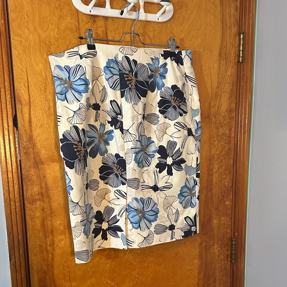 Charter Club Floral Pencil Skirt - Blue, Black, and Cream - Picture 2 of 4